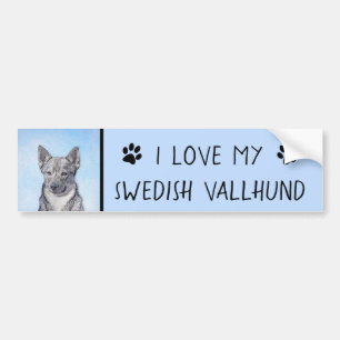 Swedish Vallhund Painting - Cute Original Dog Art Bumper Sticker