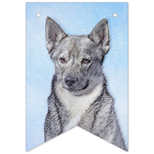 Swedish Vallhund Painting - Cute Original Dog Art Bunting Flags