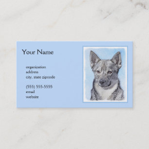 Swedish Vallhund Painting - Cute Original Dog Art Business Card