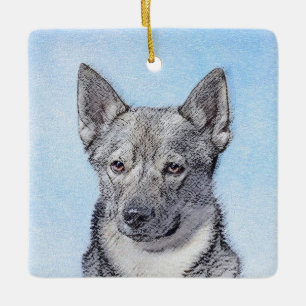 Swedish Vallhund Painting - Cute Original Dog Art Ceramic Ornament