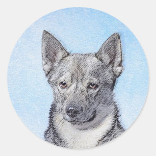 Swedish Vallhund Painting - Cute Original Dog Art Classic Round Sticker