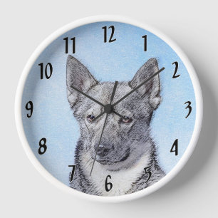 Swedish Vallhund Painting - Cute Original Dog Art Clock