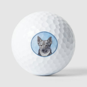 Swedish Vallhund Painting - Cute Original Dog Art Golf Balls