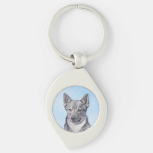Swedish Vallhund Painting - Cute Original Dog Art Keychain
