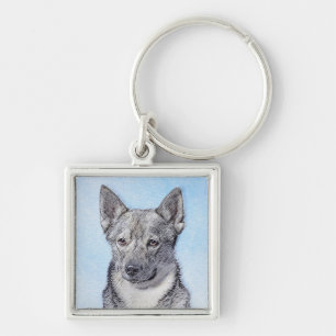 Swedish Vallhund Painting - Cute Original Dog Art Keychain