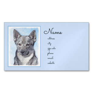 Swedish Vallhund Painting - Cute Original Dog Art Magnetic Business Card