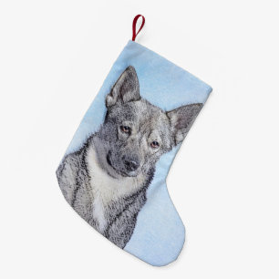 Swedish Vallhund Painting - Cute Original Dog Art Small Christmas Stocking
