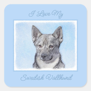 Swedish Vallhund Painting - Cute Original Dog Art  Square Sticker