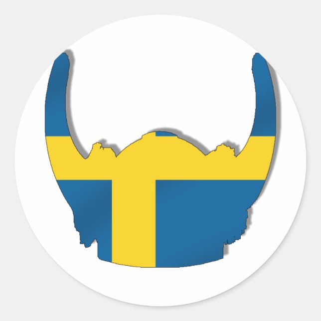 Swedish Viking helmet flag of Sweden Classic Round Sticker (Front)