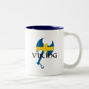 Swedish Viking Sweden flag Axe Two-Tone Coffee Mug