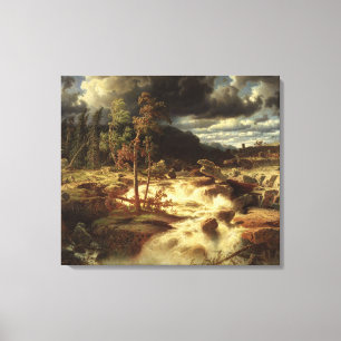 Swedish Waterfall Landscape (by Marcus Larson) Canvas Print