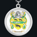 Sweeney Coat of Arms (Family Crest) Silver Plated Necklace<br><div class="desc">Use the search tool at my store to find other Sweeney merchandise. Sweeney Coat of Arms (Family Crest) products avaiable on tshirts, sweatshirts, kids shirts, infant onsies, stickers, magnets, and much more Sweeney clothing fully customizable to your specifcations. Great for family reunions or gifts for the relatives. If you like...</div>