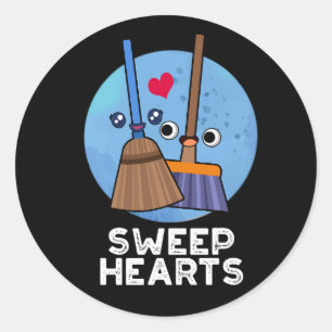 Sweep Hearts Funny Couple Pun Dark BG Classic Round Sticker