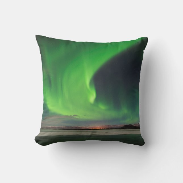 Sweeping Aurora Throw Pillow (Front)