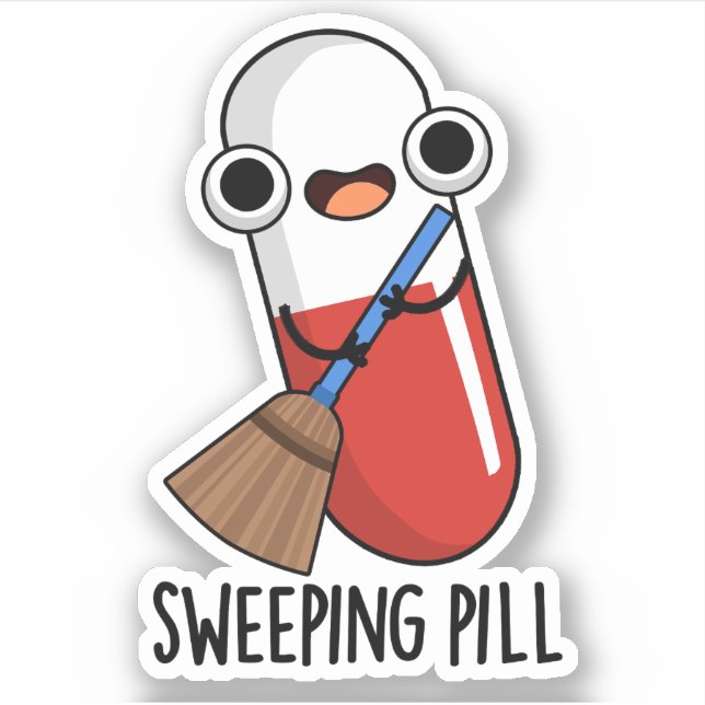 Sweeping Pill Funny Medicine Pun Dark BG (Front)
