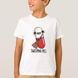 Sweeping Pill Funny Medicine Pun Dark BG T-Shirt