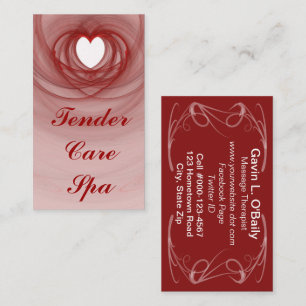 Sweeping Red Outlined Fractal Heart Business Card