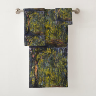 Sweeping Willow by Claude Monet, Classic Artwork Bath Towel Set