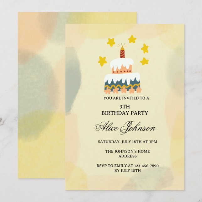 Sweer Birthday Cake Birthday Invitation (Front/Back)