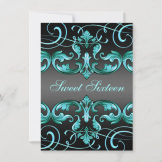 Sweet16 Damas noir/bleu et Invitation d'anniversai