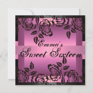 Sweet16 Pink Elegant Rose Birthday Invite