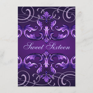 Sweet16 Violet foncé Damask & Tiara Invitation d'a