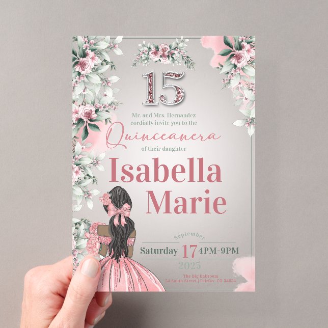 Sweet 15 Fancy and Floral Acrylic Invitation (Insitu (Handheld))