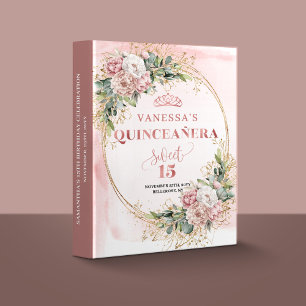 Sweet 15 Memory Binder with Rose Gold Greenery  