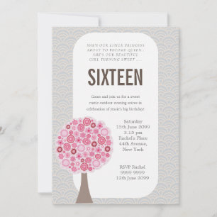 Sweet 16 16th Sixteen Years Birthday Party Invite