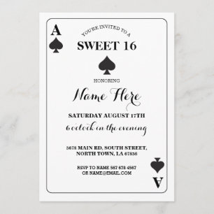 Sweet 16 Ace de pique Jouer carte Vegas Anniversai