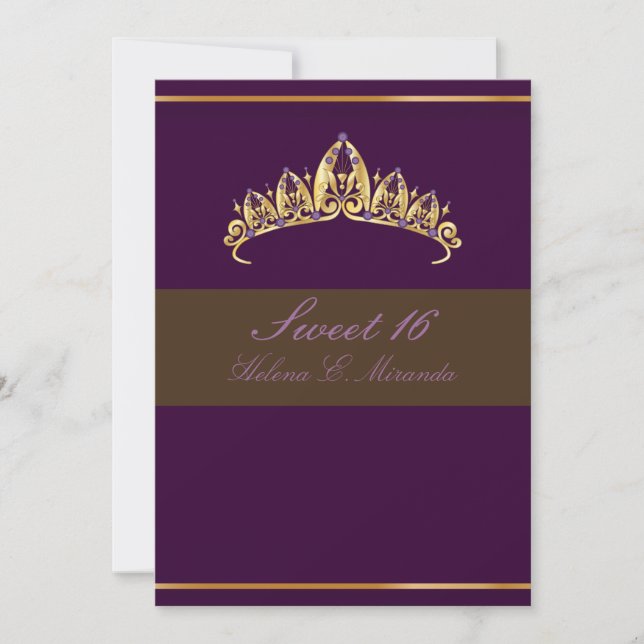 Sweet 16/ amethyst tiara invitation (Front)