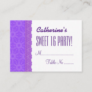 SWEET 16 Anniversaire Cartes de table violette V03