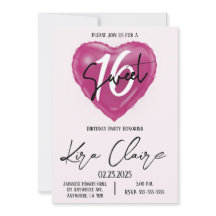 Sweet 16 Anniversaire Fête Invitation