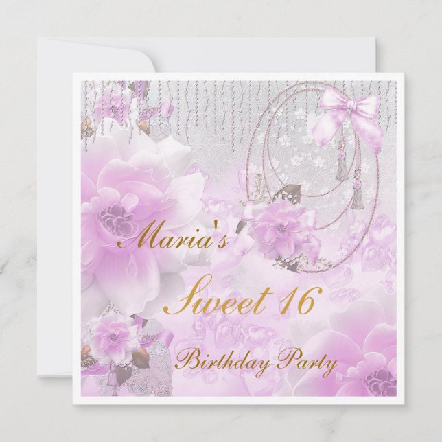 Sweet 16 Anniversaire Invitation (Devant)