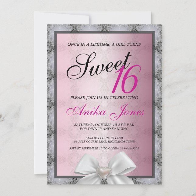 Sweet 16 anniversaire invitation (Devant)