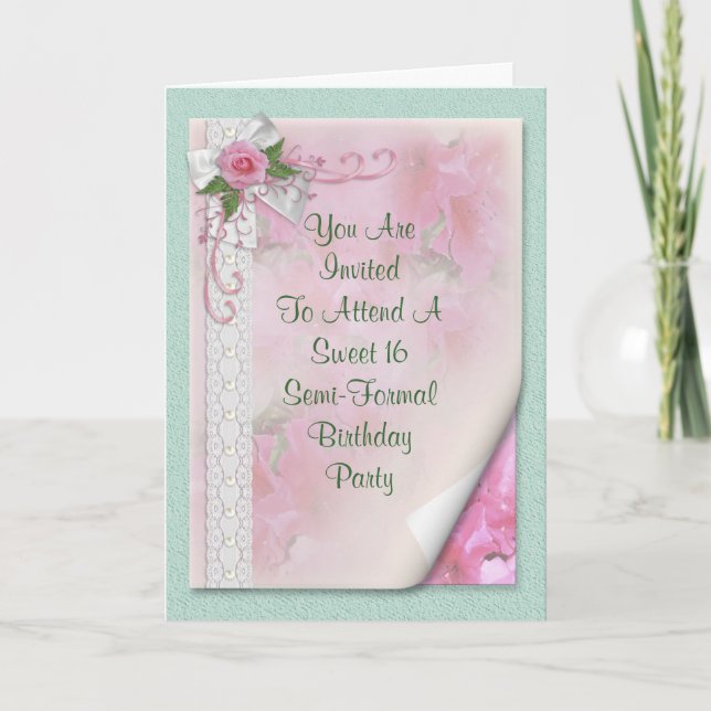 Sweet 16 Anniversaire invitation fête rose victori (Devant)