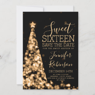Sweet 16 Anniversaire Invitation Or Noël