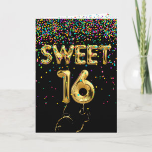 Sweet 16 Balloons and Confetti Card