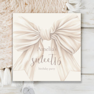 Sweet 16 Beige Bow Watercolor  Napkin