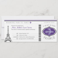 Sweet 16 Birthday Boarding Pass to Paris