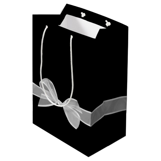 Sweet 16 Birthday Bow On Black Medium Gift Bag (Back Angled)