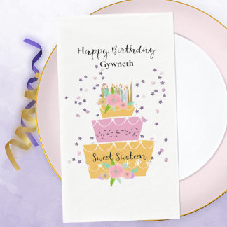 Sweet 16 Birthday Cake Paper Napkin
