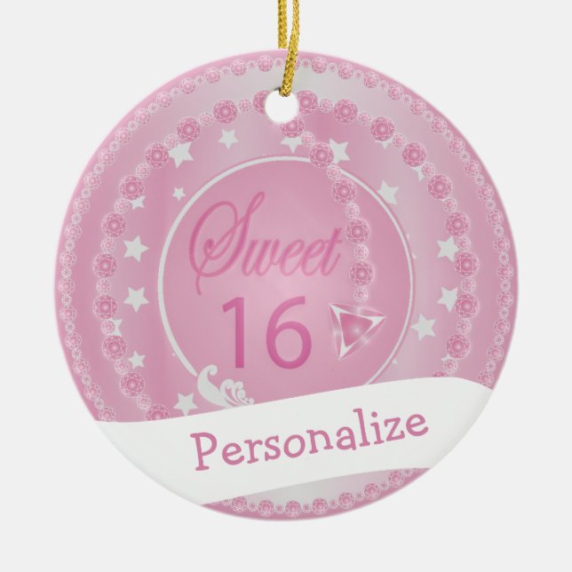 Sweet 16 - Birthday Ceramic Ornament (Front)