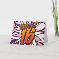 SWEET 16 BIRTHDAY Comic Book Pop Art Pink
