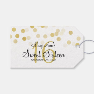 Sweet 16 Birthday Faux Gold Foil Glitter Lights Gift Tags