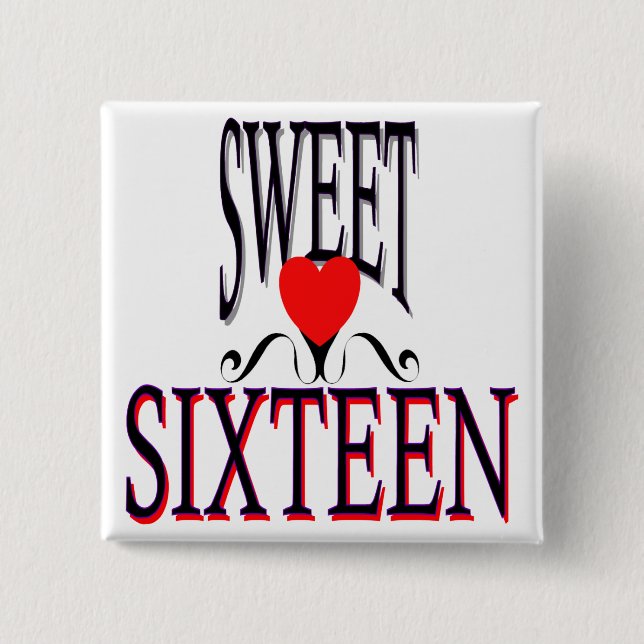 Sweet 16 Birthday Gear 2 Inch Square Button (Front)