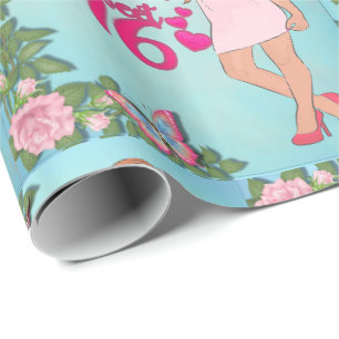 Sweet 16 Birthday Girl With Flowers Wrapping Paper