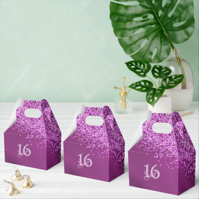 Sweet 16 Birthday Glam Pink Glitter  Favor Box (Multiple)