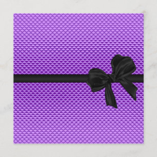 Sweet 16 Birthday Glam Purple Glitter Black Bow 2 Invitation