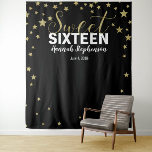 sweet 16 birthday glitter backdrop banner tapestry